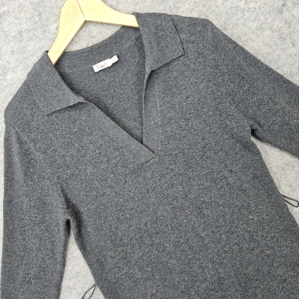 Faherty Women's Gray Sweater Dress Size XS Organic Cotton Blend V-Neck Midi Cozy